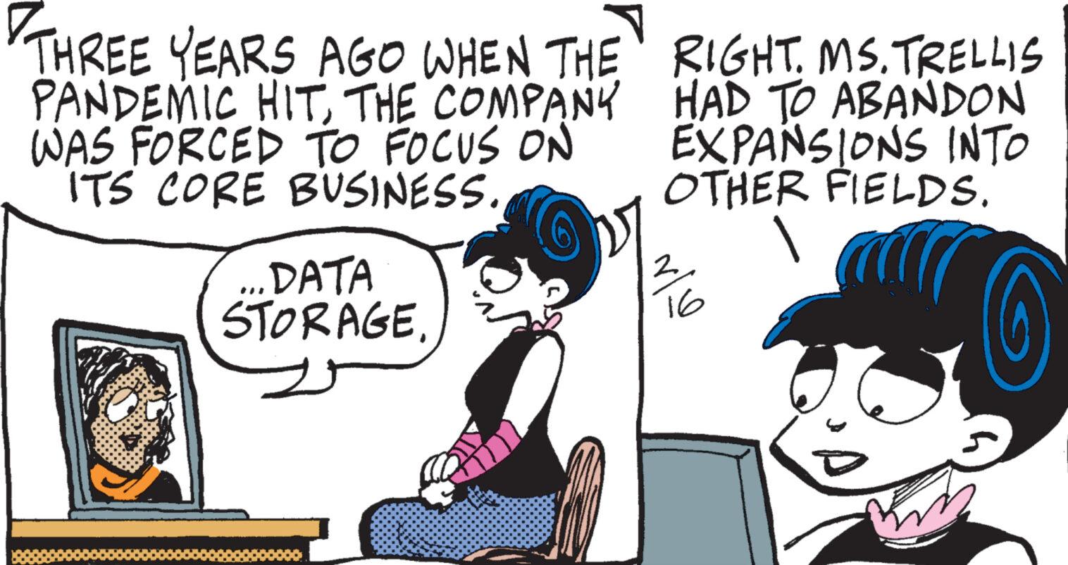Gesture OCR: THREE YEARS AGO WHEN THE PANDEMIC HITTHE COMPANY WAS FORCED TO FOCUS ON ITS CORE BUSINESS. .....DATA STORAGERIGHT. MS. TRELLIS HAD TO ABANDON EXPANSIONS INTO OTHER FIELDS. 2 16 è ? THREE YEARS AGO WHEN THE PANDEMIC HITTHE COMPANY WAS FORCED TO FOCUS ON ITS CORE BUSINESS . ..... DATA STORAGERIGHT . MS . TRELLIS HAD TO ABANDON EXPANSIONS INTO OTHER FIELDS . 2 16 è ?