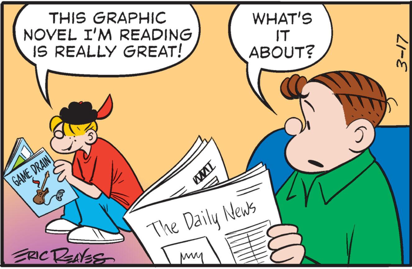 Font OCR: THIS GRAPHIC NOVEL I'M READING IS REALLY GREAT! GAME DRAIN ERIC REAVES WIT WHAT'S IT ABOUT? The Daily News ??? 5 3-17 THIS GRAPHIC NOVEL I'M READING IS REALLY GREAT ! GAME DRAIN ERIC REAVES WIT WHAT'S IT ABOUT ? The Daily News ??? 5 3-17