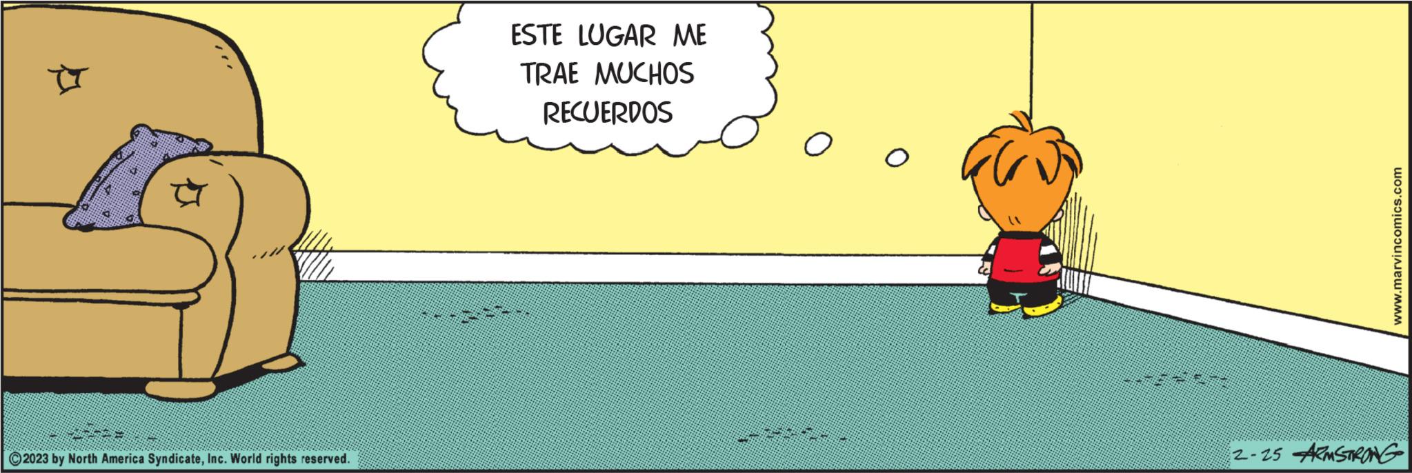 Happy OCR: ?2023 by North America SyndicateInc. World rights reserved. ESTE LUGAR ME TRAE MUCHOS RECUERDOS www.marvincomics.com 2-25 ARMSTRONG ?2023 by North America SyndicateInc. World rights reserved . ESTE LUGAR ME TRAE MUCHOS RECUERDOS www.marvincomics.com 2-25 ARMSTRONG