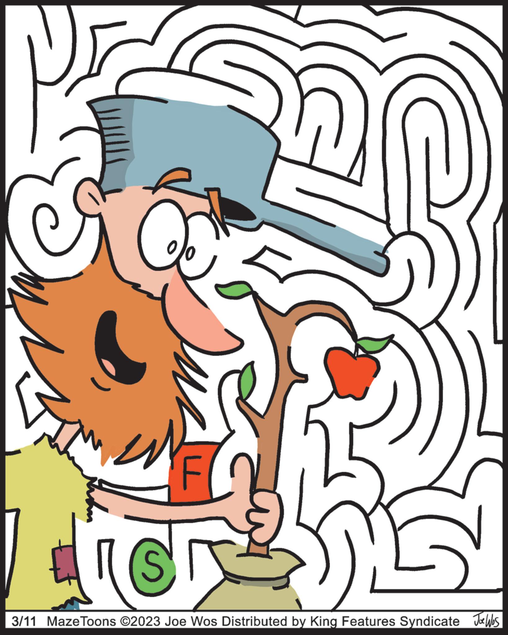 Illustration OCR: Pr S FI 3/11 Maze Toons ©2023 Joe Wos Distributed by King Features Syndicate Jos Pr S FI 3/11 Maze Toons © 2023 Joe Wos Distributed by King Features Syndicate Jos