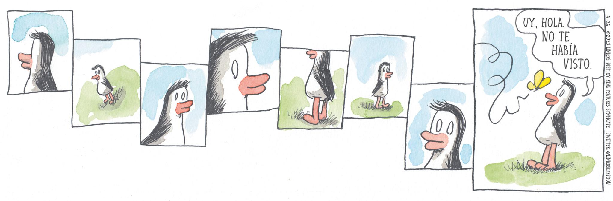 Graphics OCR: 4-26 © 2023 LINIERSDIST. BY KING FEATURES SYNDICATE TWITTER: @LINIERSCARTOON VISTO. HABÍA UYHOLA. NO TE 201 2 27 ?? ? 4-26 © 2023 LINIERSDIST . BY KING FEATURES SYNDICATE TWITTER : @LINIERSCARTOON VISTO . HABÍA UYHOLA . NO TE 201 2 27 ?? ?