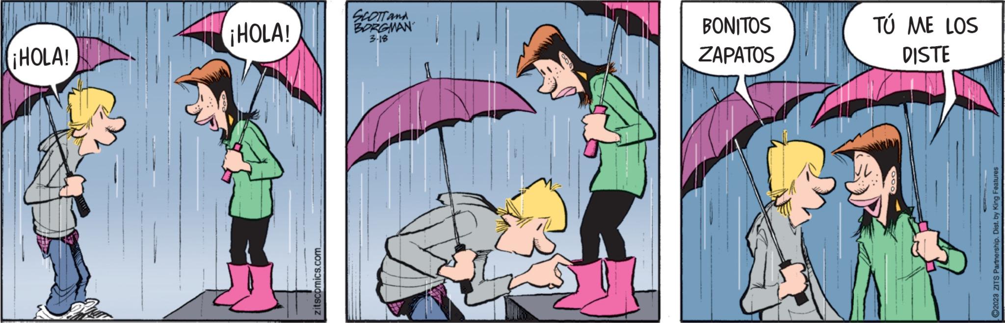 Line OCR: ¡HOLA! ¡HOLA! zitscomics.com SCOTT and BORGMAN 3.18 BONITOS ZAPATOS TÚ ME LOS DISTE ?2023 ZITS Partnership. Dist. by King Features" ¡ HOLA ! ¡ HOLA ! zitscomics.com SCOTT and BORGMAN 3.18 BONITOS ZAPATOS TÚ ME LOS DISTE ?2023 ZITS Partnership . Dist . by King Features "