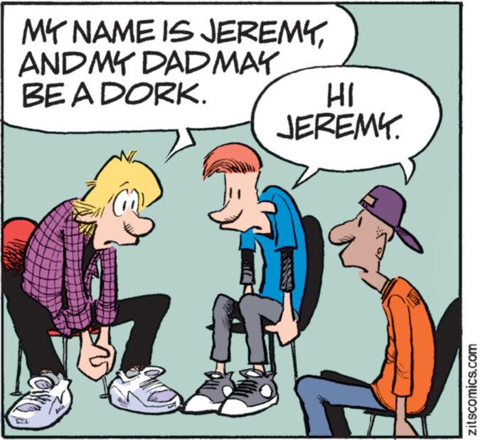 Mammal OCR: MY NAME IS JEREMYANDMY DADMAY BEA DORK. www. A ? HI JEREMY. wwww... zitscomics.com MY NAME IS JEREMYANDMY DADMAY BEA DORK . www . A ? HI JEREMY . wwww ... zitscomics.com