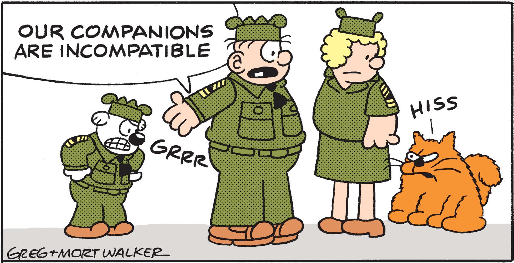Happy OCR: OUR COMPANIONS ARE INCOMPATIBLE [71 11777 GRRR GREG+MORT WALKER 0 D HISS d OUR COMPANIONS ARE INCOMPATIBLE [ 71 11777 GRRR GREG + MORT WALKER 0 D HISS d