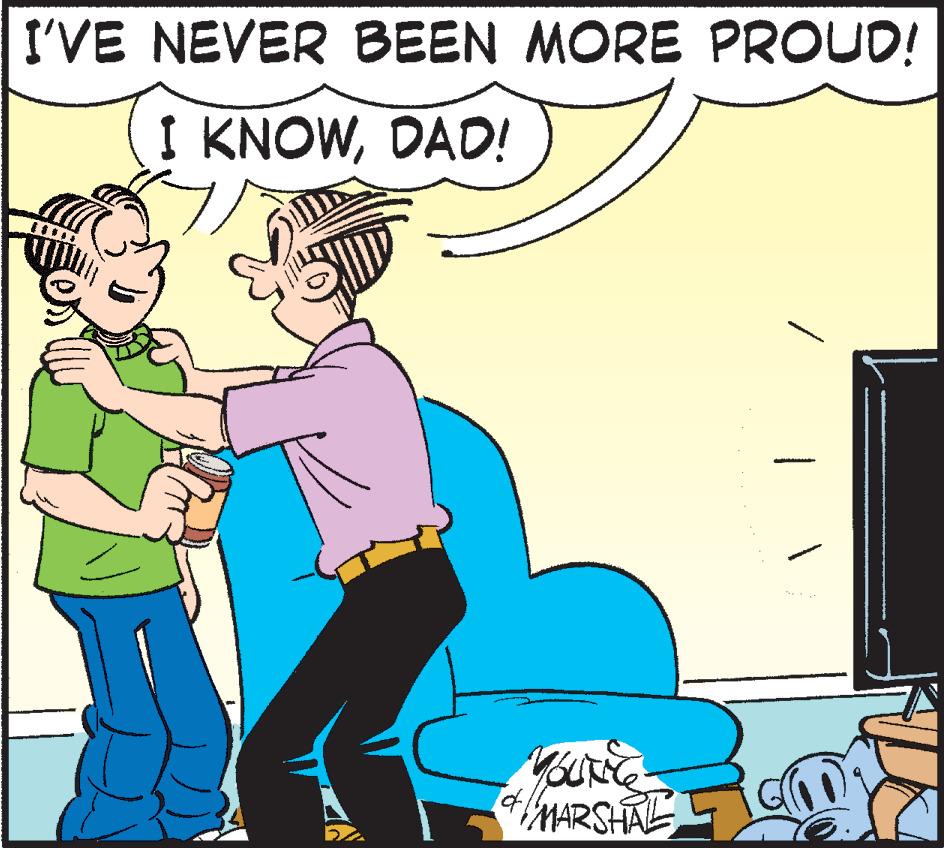 Conversation OCR: I'VE NEVER BEEN MORE PROUD! I KNOWDAD! www.d YOUTNC MARSHAL I'VE NEVER BEEN MORE PROUD ! I KNOWDAD ! www.d YOUTNC MARSHAL