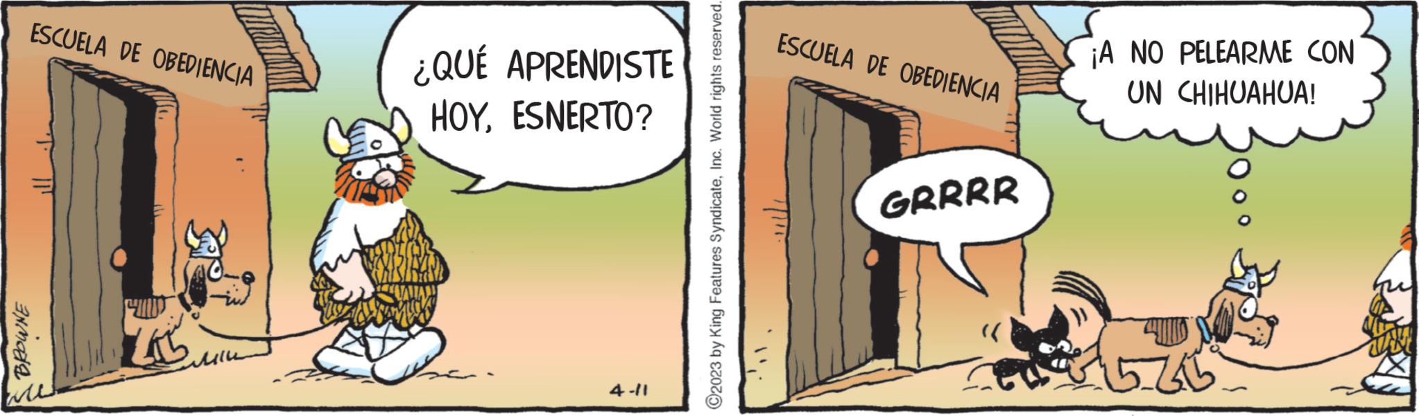 Sharing OCR: BROWNE ESCUELA DE OBEDIENCIA ¿QUÉ APRENDISTE HOYESNERTO? 20 4-11 ?2023 by King Features SyndicateInc. World rights reserved. ESCUELA DE OBEDIENCIA GRRRR ¡A NO PELEARME CON UN CHIHUAHUA! Z BROWNE ESCUELA DE OBEDIENCIA ¿ QUÉ APRENDISTE HOYESNERTO ? 20 4-11 ?2023 by King Features SyndicateInc. World rights reserved . ESCUELA DE OBEDIENCIA GRRRR ¡ A NO PELEARME CON UN CHIHUAHUA ! Z
