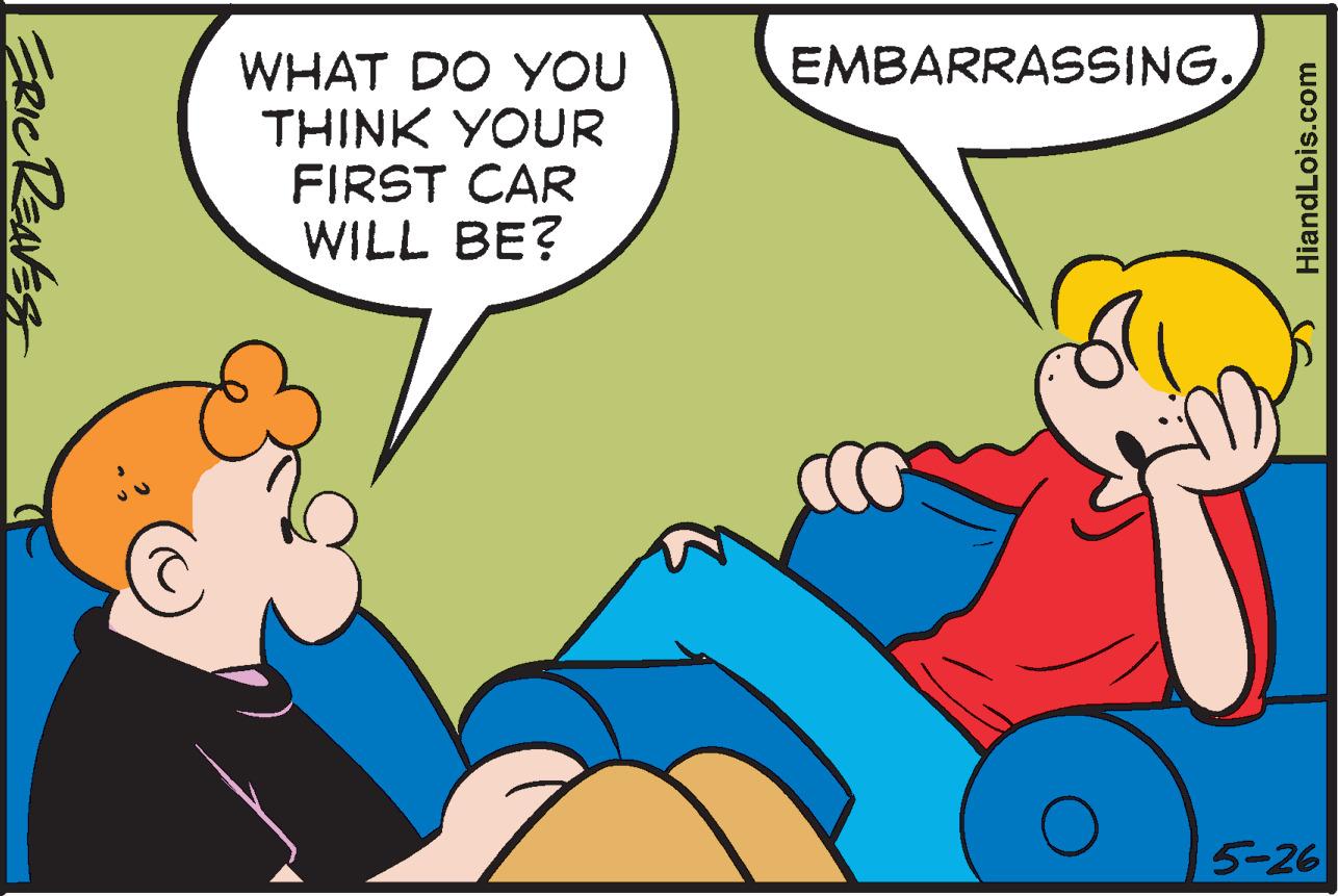 Interaction OCR: ERIC REAVES WHAT DO YOU THINK YOUR FIRST CAR WILL BE? EMBARRASSING. CO O HiandLois.com 5-26 ERIC REAVES WHAT DO YOU THINK YOUR FIRST CAR WILL BE ? EMBARRASSING . CO O HiandLois.com 5-26