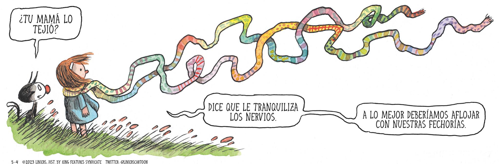 Logo OCR: ¿TU MAMÁ LO TEJIO? 5-4 2023 LINIERS DIST. BY KING FEATURES SYNDICATE TWITTER: @LINIERSCARTOON ?? SA DICE QUE LE TRANQUILIZA LOS NERVIOS. A LO MEJOR DEBERÍAMOS AFLOJAR CON NUESTRAS FECHORÍAS. ¿ TU MAMÁ LO TEJIO ? 5-4 2023 LINIERS DIST . BY KING FEATURES SYNDICATE TWITTER : @LINIERSCARTOON ?? SA DICE QUE LE TRANQUILIZA LOS NERVIOS . A LO MEJOR DEBERÍAMOS AFLOJAR CON NUESTRAS FECHORÍAS .