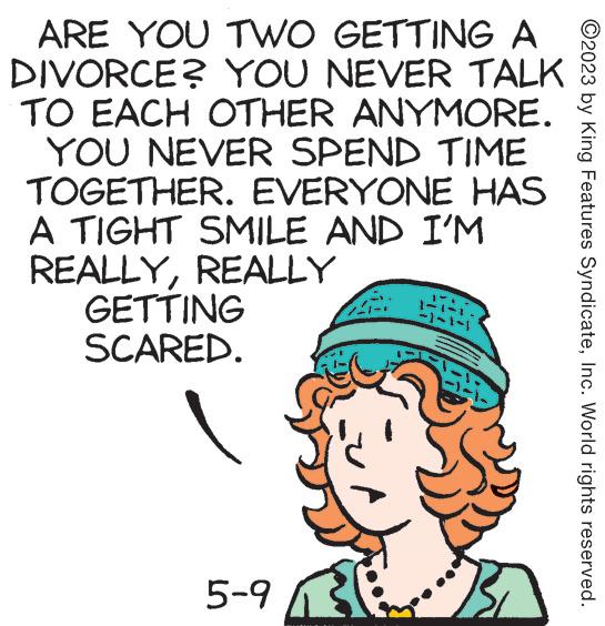 Handwriting OCR: ARE YOU TWO GETTING A DIVORCE? YOU NEVER TALK TO EACH OTHER ANYMORE. YOU NEVER SPEND TIME TOGETHER. EVERYONE HAS A TIGHT SMILE AND I'M REALLYREALLY GETTING SCARED. 5-9/ S 140 ?2023 by King Features SyndicateInc. World rights reserved. ARE YOU TWO GETTING A DIVORCE ? YOU NEVER TALK TO EACH OTHER ANYMORE . YOU NEVER SPEND TIME TOGETHER . EVERYONE HAS A TIGHT SMILE AND I'M REALLYREALLY GETTING SCARED . 5-9 / S 140 ?2023 by King Features SyndicateInc. World rights reserved .