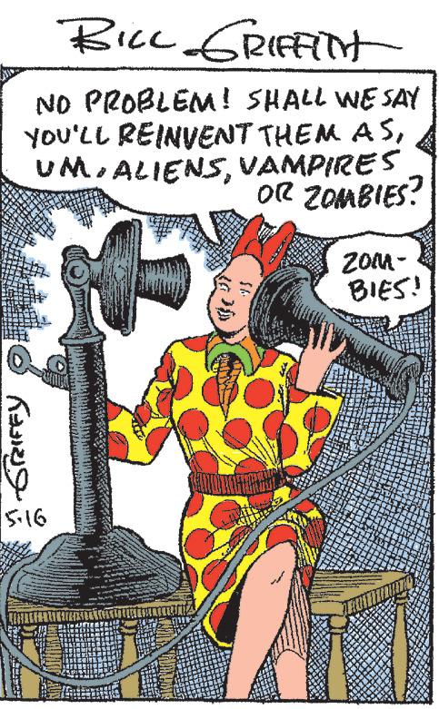 Plucked string instruments OCR: BILL GRIFFITH NO PROBLEM! SHALL WE SAY YOU'LL REINVENT THEM ASVAMPIRES OR ZOMBIES? -STRIFFY 5:16 M Enli ZOM- BIES! BILL GRIFFITH NO PROBLEM ! SHALL WE SAY YOU'LL REINVENT THEM ASVAMPIRES OR ZOMBIES ? -STRIFFY 5:16 M Enli ZOM BIES !
