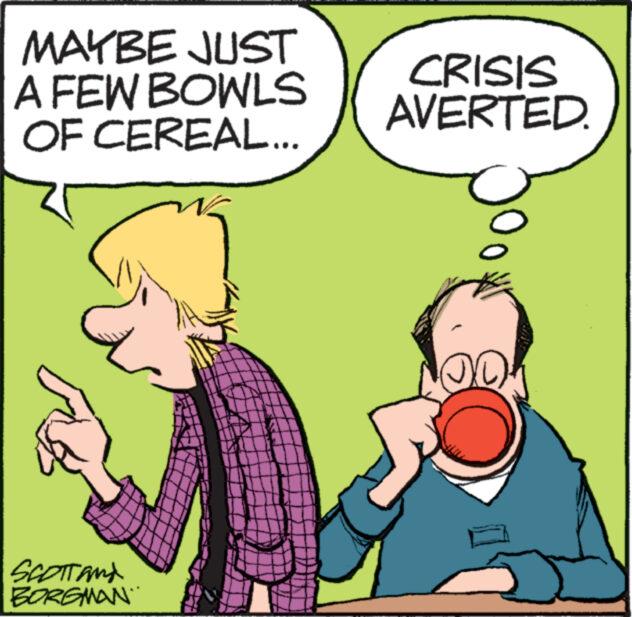 Gesture OCR: MAYBE JUST A FEW BOWLS OF CEREAL... SCOTT and BORGMAN D CRISIS AVERTED. OO MAYBE JUST A FEW BOWLS OF CEREAL ... SCOTT and BORGMAN D CRISIS AVERTED . OO