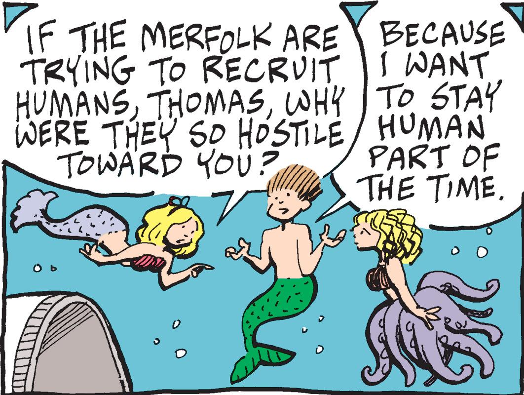 Handwriting OCR: IF THE MERFOLK ARE TRYING TO RECRUIT HUMANSWHY WERE THEY SO HOSTILE V BECAUSE I WANT TO STAY HUMAN PART OF THE TIME. IF THE MERFOLK ARE TRYING TO RECRUIT HUMANSWHY WERE THEY SO HOSTILE V BECAUSE I WANT TO STAY HUMAN PART OF THE TIME .