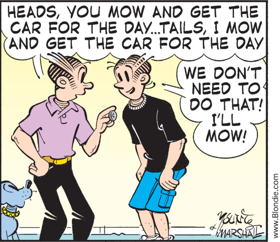 Line OCR: HEADSYOU MOW AND GET THE CAR FOR THE DAY...TAILSI MOW AND GET THE CAR FOR THE DAY WE DON'T NEED ?? DO THAT! I'LL MOW! YOUNCE MARSHAL www.Blondie.com HEADSYOU MOW AND GET THE CAR FOR THE DAY ... TAILSI MOW AND GET THE CAR FOR THE DAY WE DON'T NEED ?? DO THAT ! I'LL MOW ! YOUNCE MARSHAL www.Blondie.com