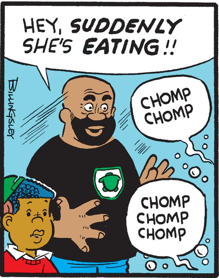 Pleased OCR: BILLINGSLEY HEYSUDDENLY SHE'S EATING!! CHOMP CHOMP 24 www. www. CHOMP CHOMP CHOMP BILLINGSLEY HEYSUDDENLY SHE'S EATING !! CHOMP CHOMP 24 www . www . CHOMP CHOMP CHOMP