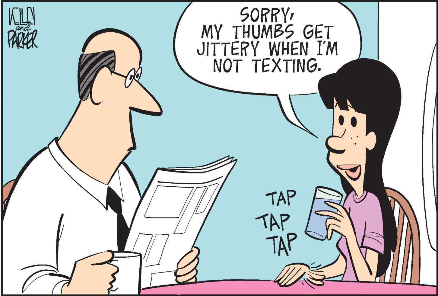 Mammal OCR: KUN and PARKER SORRYMY THUMBS GET JITTERY WHEN I'M NOT TEXTING. TAP TAP TAP BY KUN and PARKER SORRYMY THUMBS GET JITTERY WHEN I'M NOT TEXTING . TAP TAP TAP BY