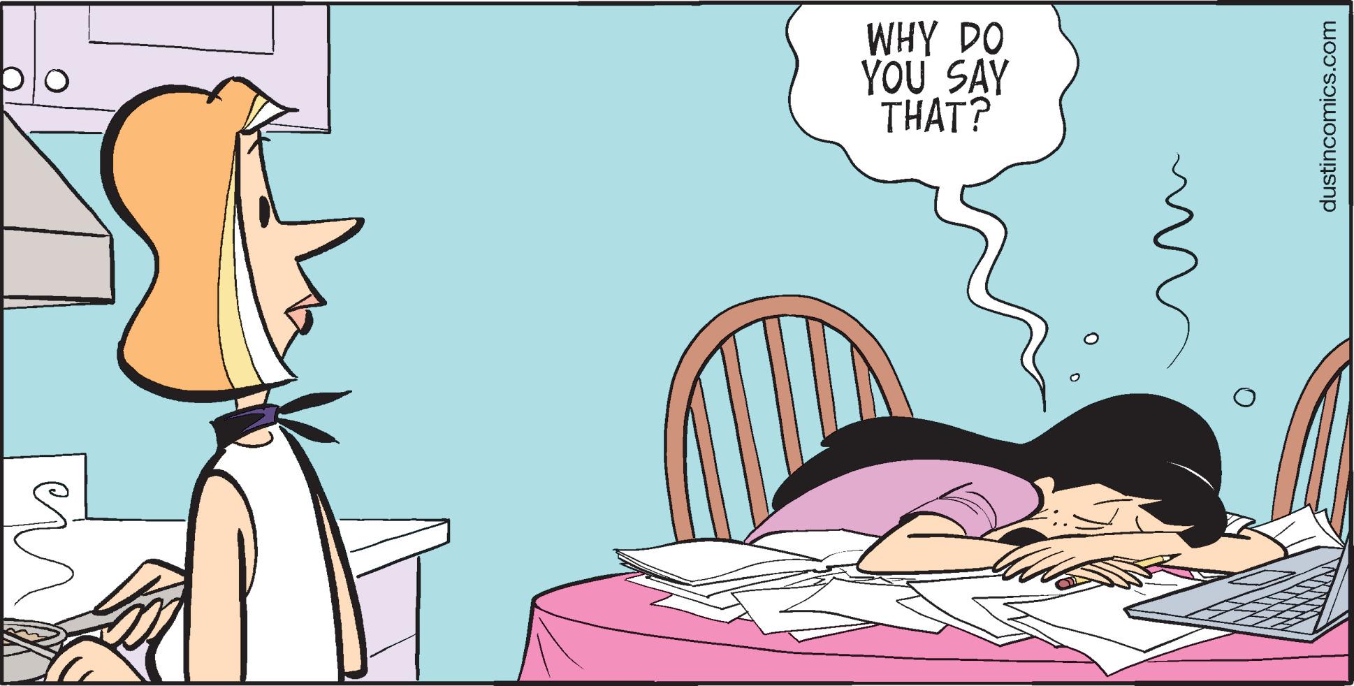 Line OCR: O WHY DO YOU SAY THAT? dustincomics.com O WHY DO YOU SAY THAT ? dustincomics.com