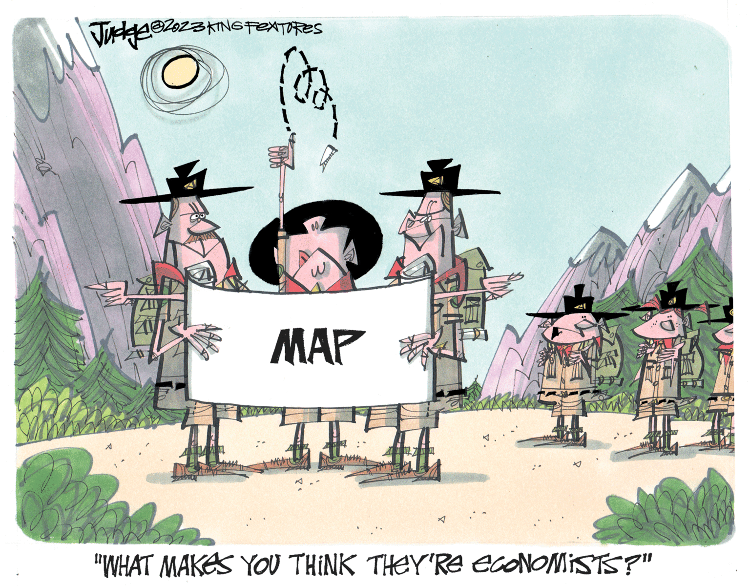 Event OCR: Judge B2023 KING FEATURES MA Hello w MAP ZE Z A "WHAT MAKES YOU THINK THEY'RE ECONOMISTS?" Judge B2023 KING FEATURES MA Hello w MAP ZE Z A " WHAT MAKES YOU THINK THEY'RE ECONOMISTS ? "