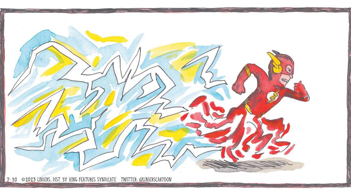 Handwriting OCR: 7-10 2023 LINIERSDIST. BY KING FEATURES SYNDICATE TWITTER: @LINIERSCARTOON an 7-10 2023 LINIERSDIST . BY KING FEATURES SYNDICATE TWITTER : @LINIERSCARTOON an