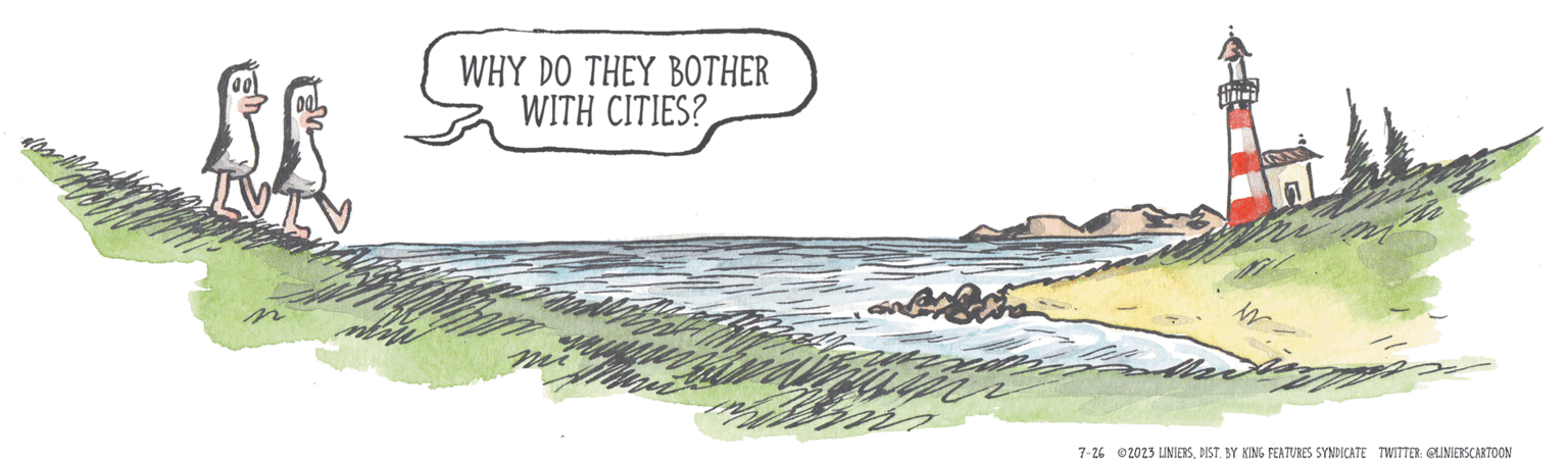 Grass OCR: WHY DO THEY BOTHER WITH CITIES? inp mi av UBIC NV intens 7-26 2023 LINIERSDIST. BY KING FEATURES SYNDICATE TWITTER: @LINIERSCARTOON WHY DO THEY BOTHER WITH CITIES ? inp mi av UBIC NV intens 7-26 2023 LINIERSDIST . BY KING FEATURES SYNDICATE TWITTER : @LINIERSCARTOON