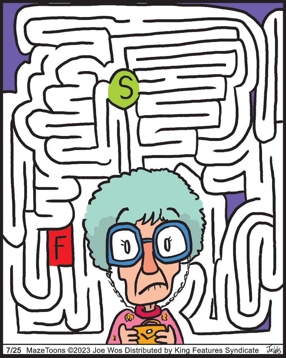 Pattern OCR: 'S 2010 S 3 7/25 Maze Toons ©2023 Joe Wos Distributed by King Features Syndicate Jes ' S 2010 S 3 7/25 Maze Toons © 2023 Joe Wos Distributed by King Features Syndicate Jes