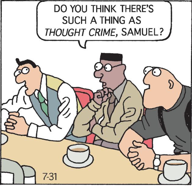 People OCR: DO YOU THINK THERE'S SUCH A THING AS THOUGHT CRIMESAMUEL? 7-31 for 5 ? DO YOU THINK THERE'S SUCH A THING AS THOUGHT CRIMESAMUEL ? 7-31 for 5 ?