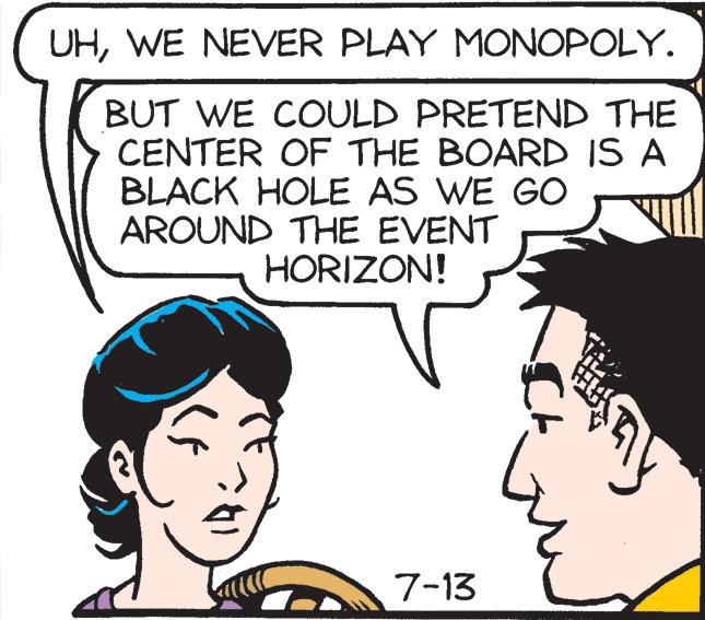 Human OCR: UHWE NEVER PLAY MONOPOLY. BUT WE COULD PRETEND THE CENTER OF THE BOARD IS A BLACK HOLE AS WE GO AROUND THE EVENT HORIZON! (f 7-13 SKJ Ty UHWE NEVER PLAY MONOPOLY . BUT WE COULD PRETEND THE CENTER OF THE BOARD IS A BLACK HOLE AS WE GO AROUND THE EVENT HORIZON ! ( f 7-13 SKJ Ty