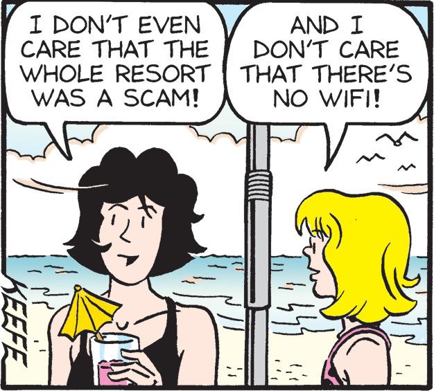 Sharing OCR: I DON'T EVEN CARE THAT THE WHOLE RESORT WAS A SCAM! KEEFE AND I DON'T CARE THAT THERE'S NO WIFI! ?? I DON'T EVEN CARE THAT THE WHOLE RESORT WAS A SCAM ! KEEFE AND I DON'T CARE THAT THERE'S NO WIFI ! ??