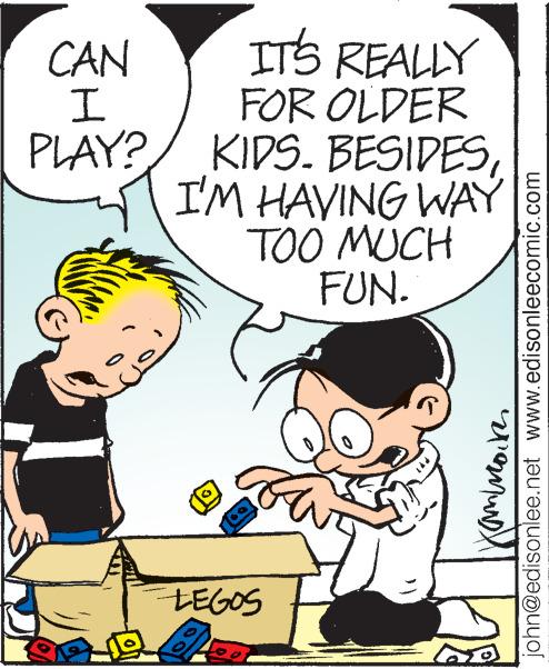 Gesture OCR: CAN I PLAY? IT'S REALLY FOR OLDER KIDS. BESIDESI'M HAVING WAY TOO MUCH FUN. LEGOS ????? john@edisonlee.net www.edisonleecomic.com W CAN I PLAY ? IT'S REALLY FOR OLDER KIDS . BESIDESI'M HAVING WAY TOO MUCH FUN . LEGOS ????? john@edisonlee.net www.edisonleecomic.com W