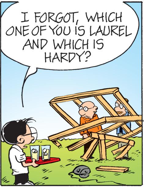 Illustration OCR: I FORGOTWHICH ONE OF YOU IS LAUREL AND WHICH IS HARDY? ? I FORGOTWHICH ONE OF YOU IS LAUREL AND WHICH IS HARDY ? ?