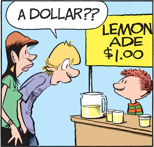 Conversation OCR: A DOLLAR?? LEMON ADE $1.00 more A DOLLAR ?? LEMON ADE $ 1.00 more