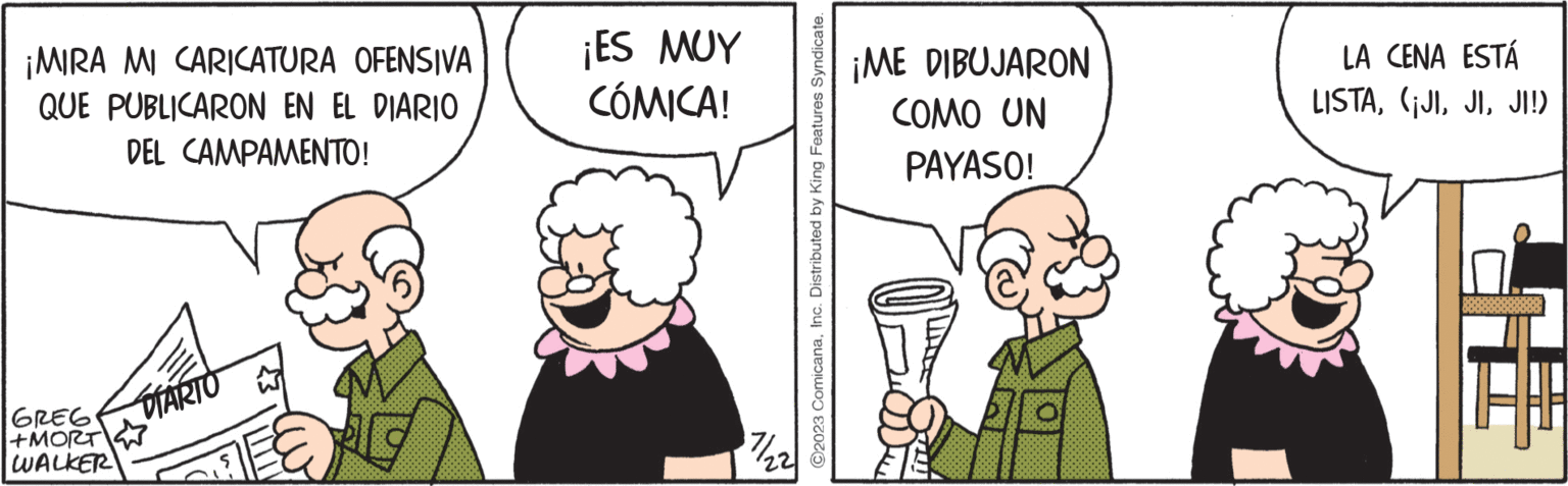Handwriting OCR: ¡MIRA MI CARICATURA OFENSIVA QUE PUBLICARON EN EL DIARIO DEL CAMPAMENTO! GREG +MORT WALKER DIARIO a ¡ES MUY CÓMICA! 7/22 ¡ME DIBUJARON COMO UN PAYASO! D LA CENA ESTÁ LISTAJI!) ¡ MIRA MI CARICATURA OFENSIVA QUE PUBLICARON EN EL DIARIO DEL CAMPAMENTO ! GREG + MORT WALKER DIARIO a ¡ ES MUY CÓMICA ! 7/22 ¡ ME DIBUJARON COMO UN PAYASO ! D LA CENA ESTÁ LISTA( ¡ JIJI ! )