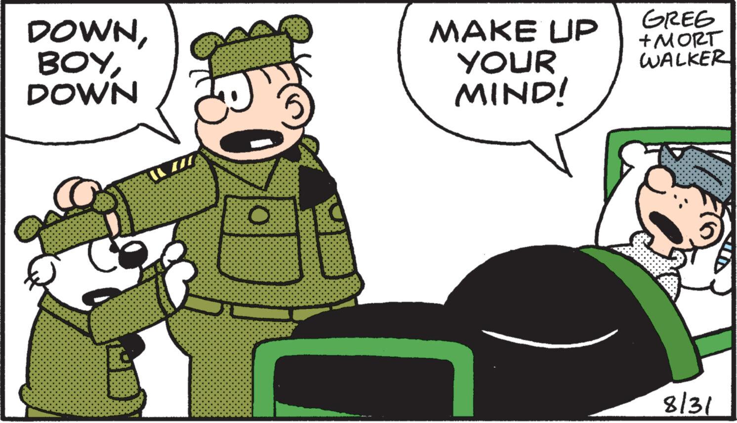 Happy OCR: DOWNDOWN - MAKE UP YOUR MIND! GREG +MORT WALKER 8/31 DOWNDOWN - MAKE UP YOUR MIND ! GREG + MORT WALKER 8/31