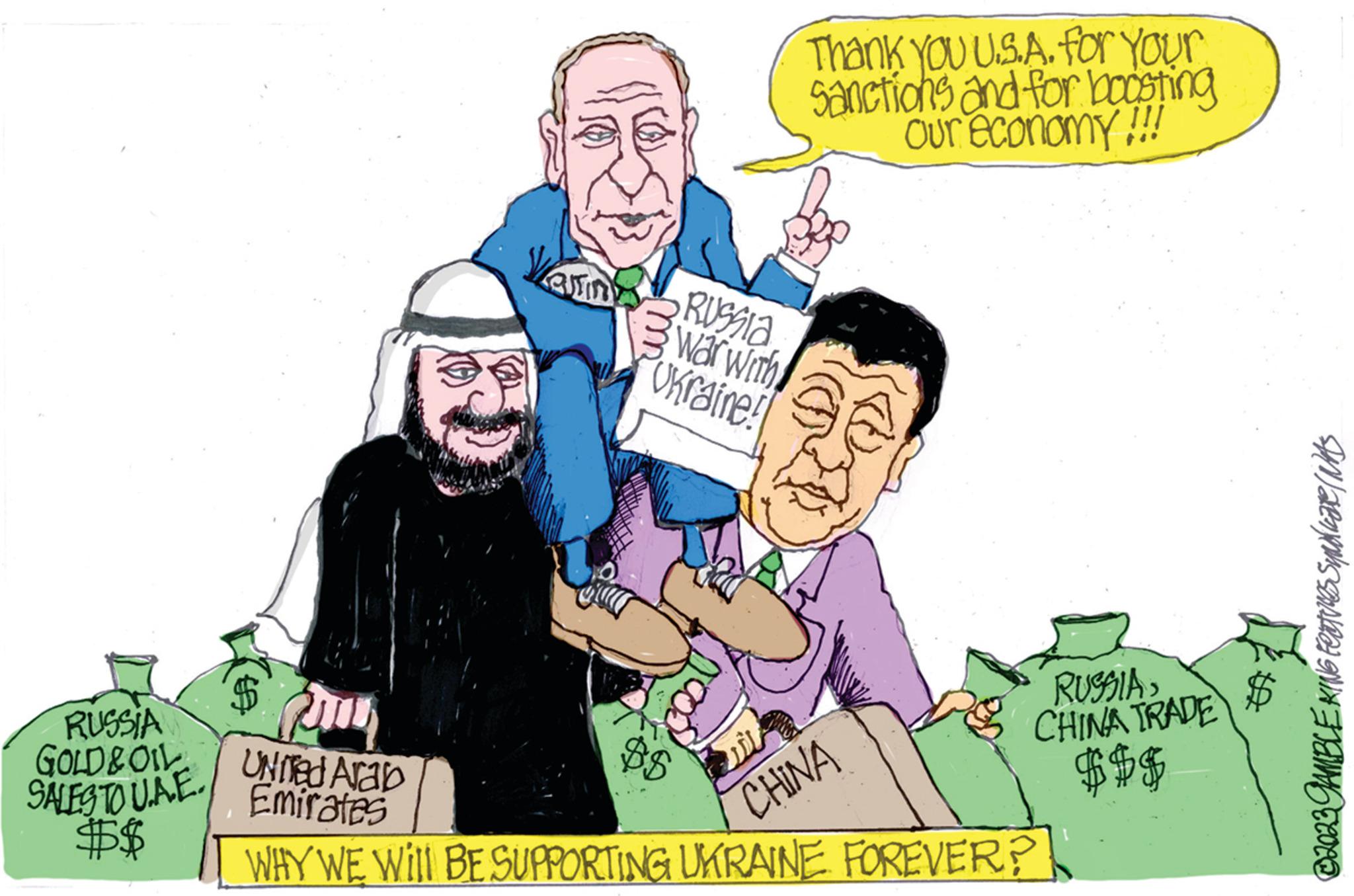Conversation OCR: RUSSIA GOLD & OIL SALES TO UAE. $$ Is Russia war with Ukraine! $$ Thank You U.S.A. for Your sanctions and for boosting Our economy !!! Pu United Arab Emirates WHY WE WILL BE SUPPORTING UKRAINE FOREVER? RUSSIACHINA TRADE $$$ CHINA DANS UN FINECOED RUSSIA GOLD & OIL SALES TO UAE . $$ Is Russia war with Ukraine ! $$ Thank You U.S.A. for Your sanctions and for boosting Our economy !!! Pu United Arab Emirates WHY WE WILL BE SUPPORTING UKRAINE FOREVER ? RUSSIACHINA TRADE $$$ CHINA DANS UN FINECOED