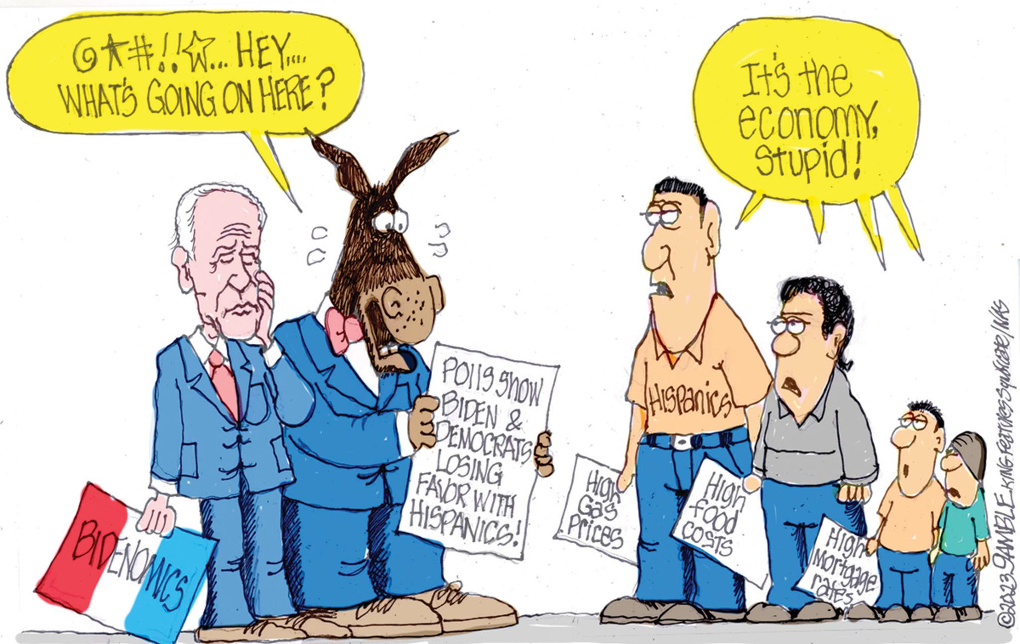 Line OCR: G#!.!... HEY... WHAT'S GOING ON HERE? LUD BIDENOMICS DD PR Polls Show BIDEN & 3DEMOCRATS LOSING FAVOR WITH HISPANICS! S Haw Gas Prices It's the economyStupid! Hispanics! High food COSTS High Mortgage Ilt ?2023.9AMBLEKING Features Squicate / NAS G # ! . ! ... HEY ... WHAT'S GOING ON HERE ? LUD BIDENOMICS DD PR Polls Show BIDEN & 3DEMOCRATS LOSING FAVOR WITH HISPANICS ! S Haw Gas Prices It's the economyStupid ! Hispanics ! High food COSTS High Mortgage Ilt ?2023.9AMBLEKING Features Squicate / NAS