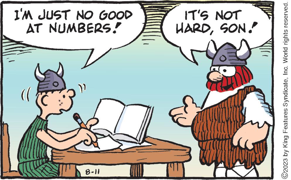 Rectangle OCR: I'M JUST NO GOOD AT NUMBERS! p 8-11 IT'S NOT HARDSON." ?2023 by King Features SyndicateInc. World rights reserved. I'M JUST NO GOOD AT NUMBERS ! p 8-11 IT'S NOT HARDSON . " ?2023 by King Features SyndicateInc. World rights reserved .