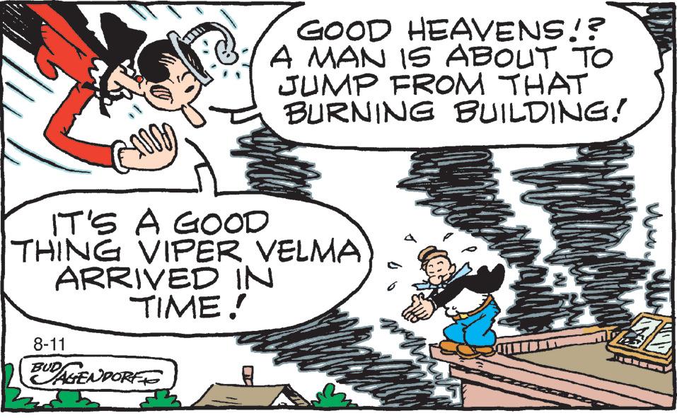 Sharing OCR: GOOD HEAVENS!? A MAN IS ABOUT TO JUMP FROM THAT BURNING BUILDING! IT'S A GOOD THING VIPER VELMA ARRIVED IN TIME! 8-11 BUD AGENDORF met hiff www.www GOOD HEAVENS !? A MAN IS ABOUT TO JUMP FROM THAT BURNING BUILDING ! IT'S A GOOD THING VIPER VELMA ARRIVED IN TIME ! 8-11 BUD AGENDORF met hiff www.www