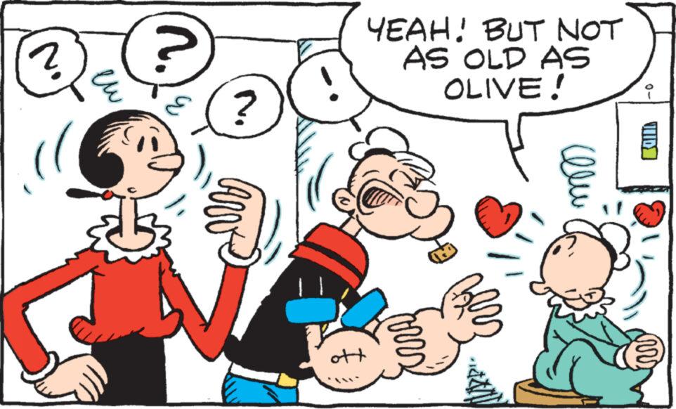 Mammal OCR: ? eu C ? ? arv ott YEAH! BUT NOT AS OLD AS OLIVE! ceu BOUN ? eu C ? ? arv ott YEAH ! BUT NOT AS OLD AS OLIVE ! ceu BOUN