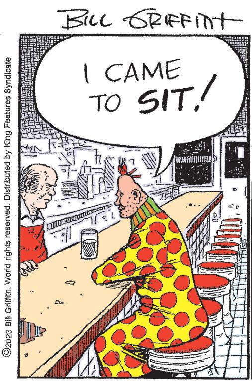 Sharing OCR: ?2023 Bill Griffith. World rights reserved. Distributed by King Features Syndicate WAPEWEAR TO SIT! I CAME BILL GRIFFInt ?2023 Bill Griffith . World rights reserved . Distributed by King Features Syndicate WAPEWEAR TO SIT ! I CAME BILL GRIFFInt