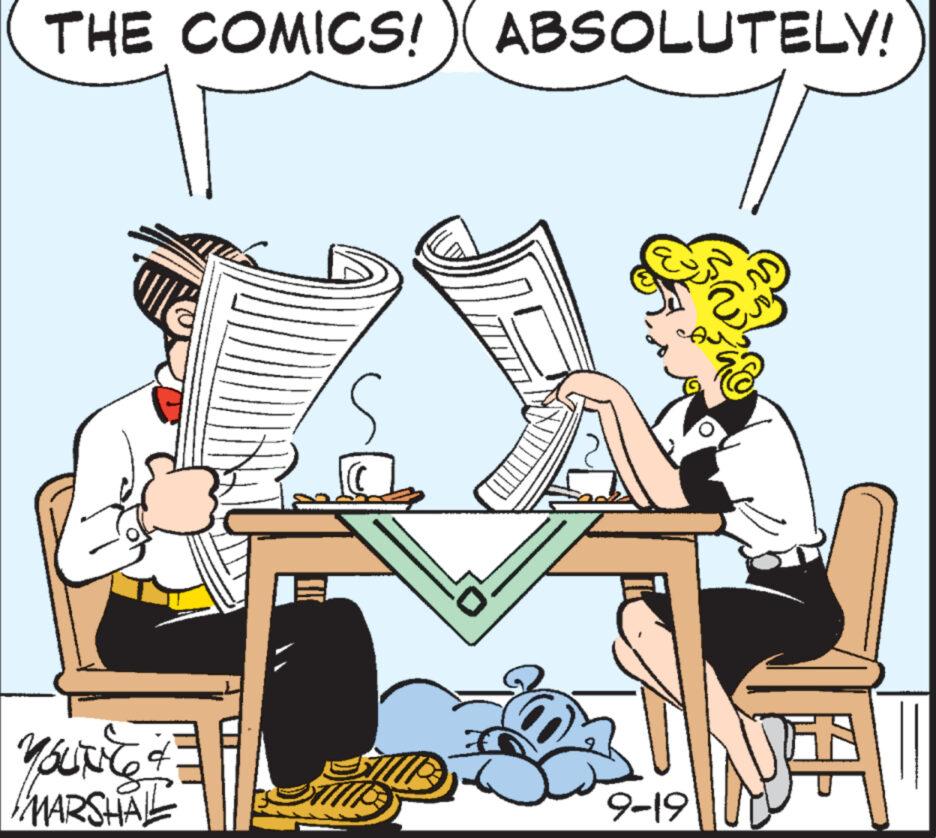 Line OCR: THE COMICS! )( ABSOLUTELY! YOUNG MARSHALL M 9-19 1108 THE COMICS ! ) ( ABSOLUTELY ! YOUNG MARSHALL M 9-19 1108