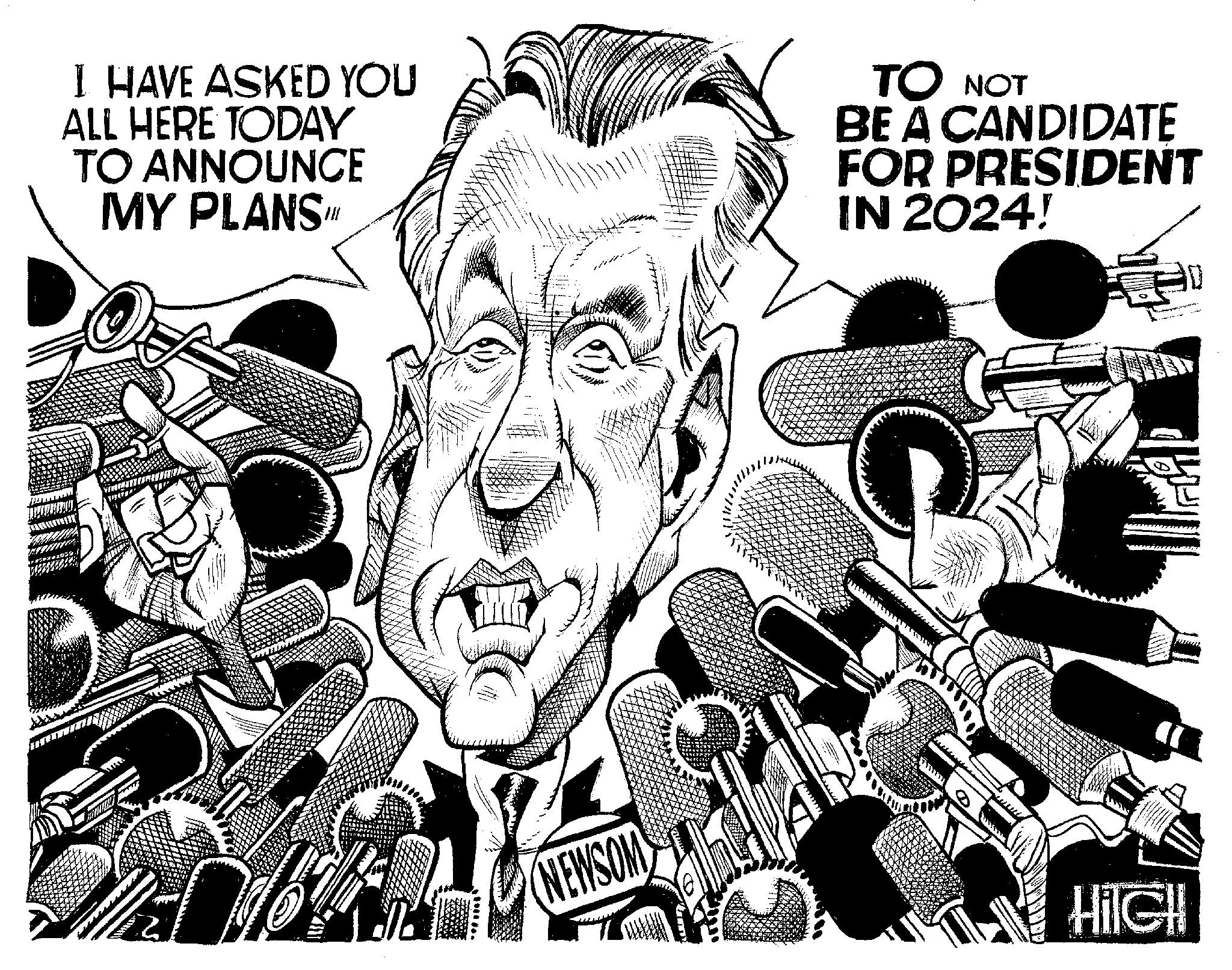 Humour OCR: I HAVE ASKED YOU ALL HERE TODAY TO ANNOUNCE MY PLANS wwwwww D NEWSOM TO NOT BE A CANDIDATE FOR PRESIDENT IN 2024! al HiIGH I HAVE ASKED YOU ALL HERE TODAY TO ANNOUNCE MY PLANS wwwwww D NEWSOM TO NOT BE A CANDIDATE FOR PRESIDENT IN 2024 ! al HiIGH