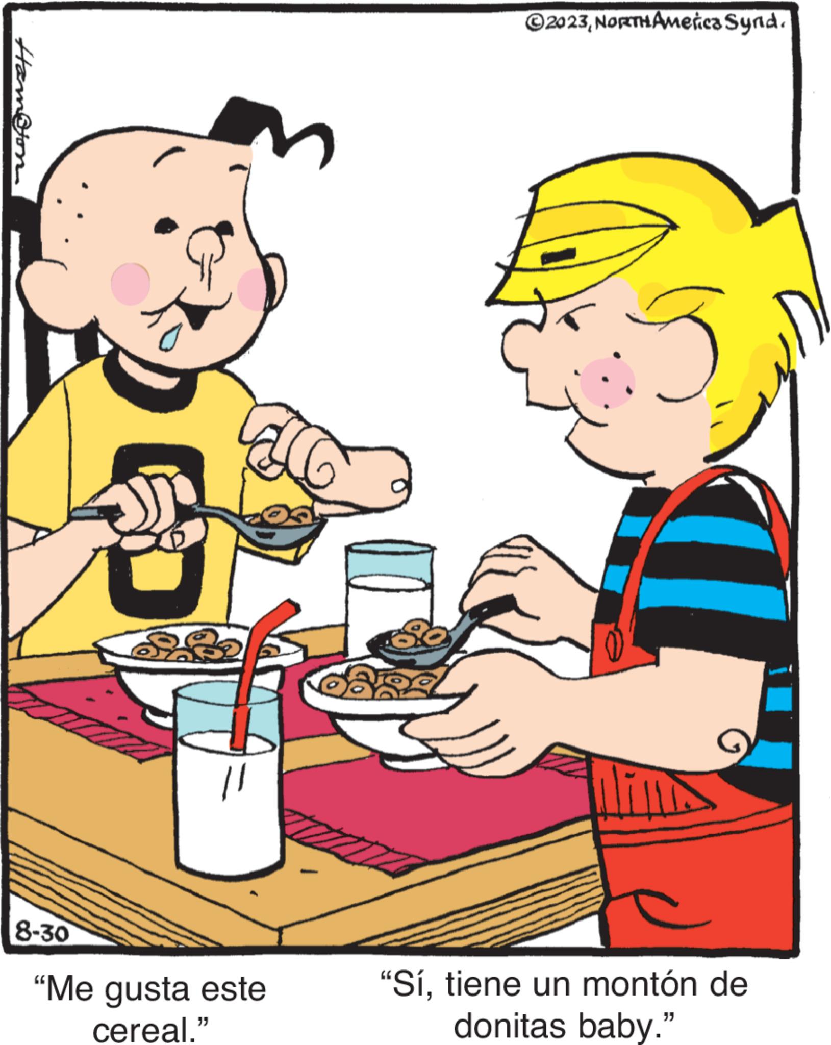 Font OCR: Ham@ton D || 8-30 "Me gusta este cereal." ?2023NORTHAMerica Synd. "Sítiene un montón de donitas baby." Ham @ ton D || 8-30 " Me gusta este cereal . " ?2023NORTHAMerica Synd . " Sítiene un montón de donitas baby . "