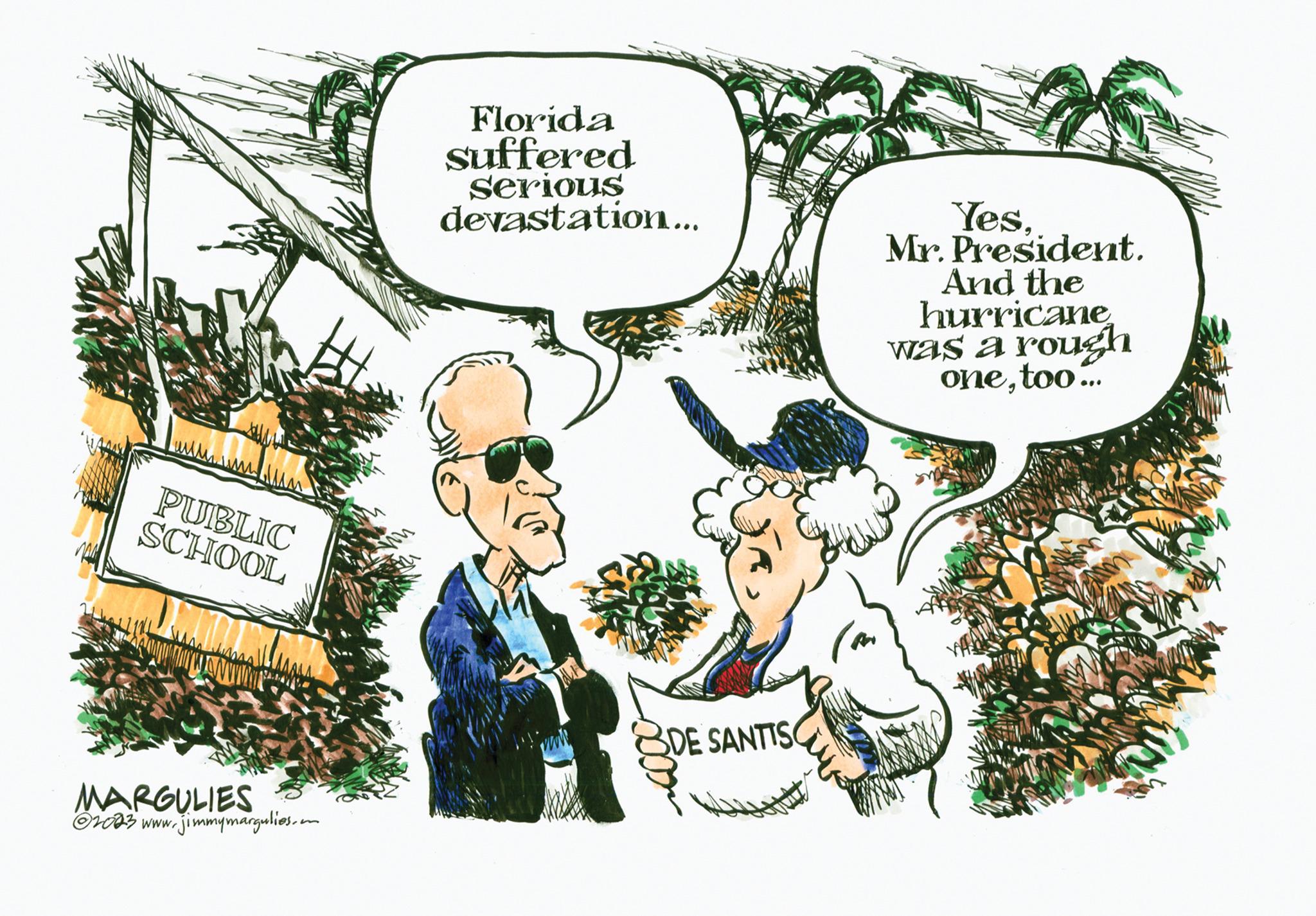 Font OCR: PUBLIC SCHOOL MARGULIES ?2023 www.jimmymargulies. ~ Florida suffered serious devastation... 10 8DE SANTISO YesMr. President. And the hurricanewas a rough onetoo... PUBLIC SCHOOL MARGULIES ?2023 www.jimmymargulies . ~ Florida suffered serious devastation ... 10 8DE SANTISO YesMr. President . And the hurricanewas a rough onetoo ...