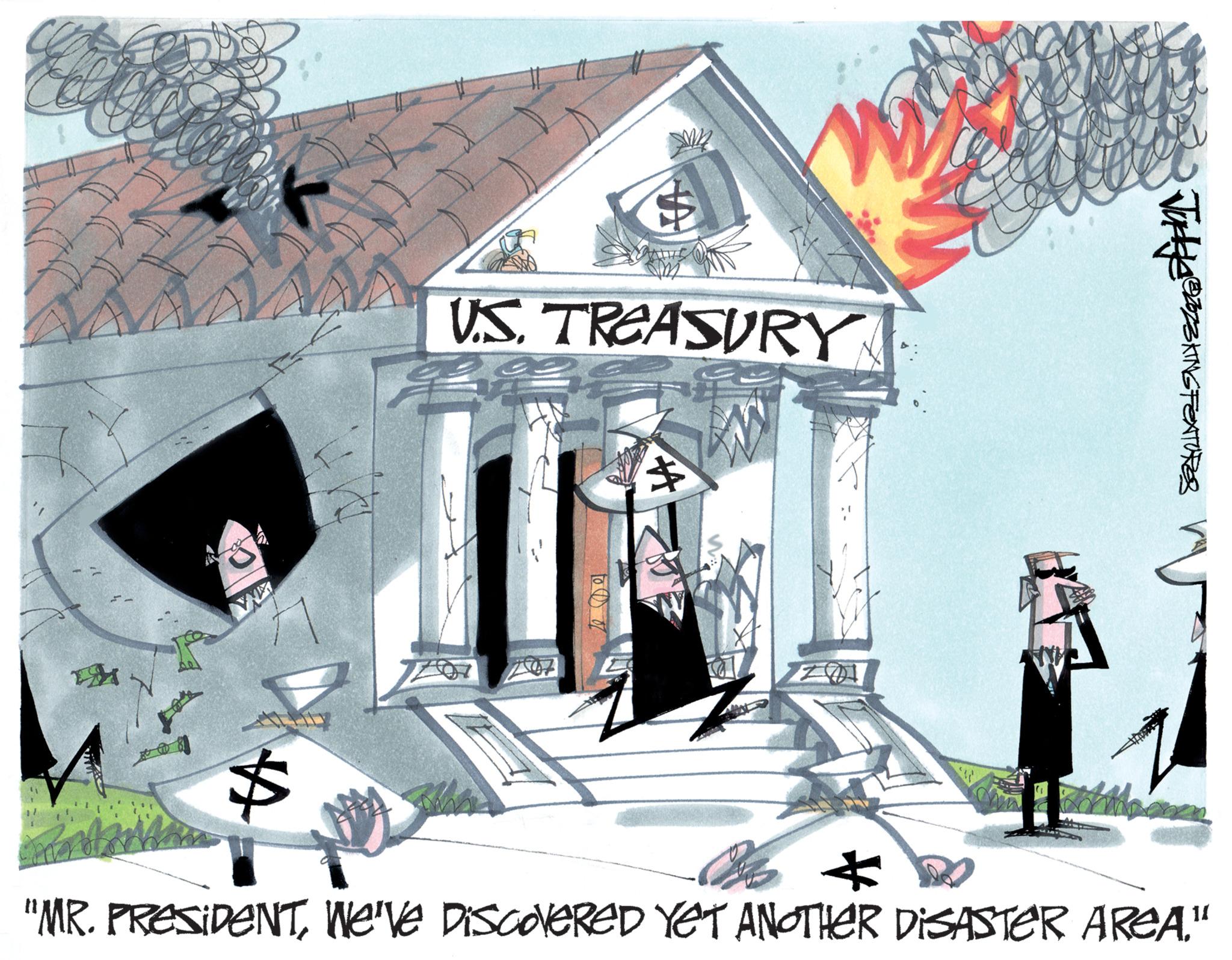 Urban design OCR: & WWW $ U.S. TREASURY $ W W Z Judge ZOZOKING FEATURES * "MR. PRESIDENTWe've DiscoveRED YET ANOTHER DISASTER AREA." & WWW $ U.S. TREASURY $ W W Z Judge ZOZOKING FEATURES * " MR . PRESIDENTWe've DiscoveRED YET ANOTHER DISASTER AREA . "