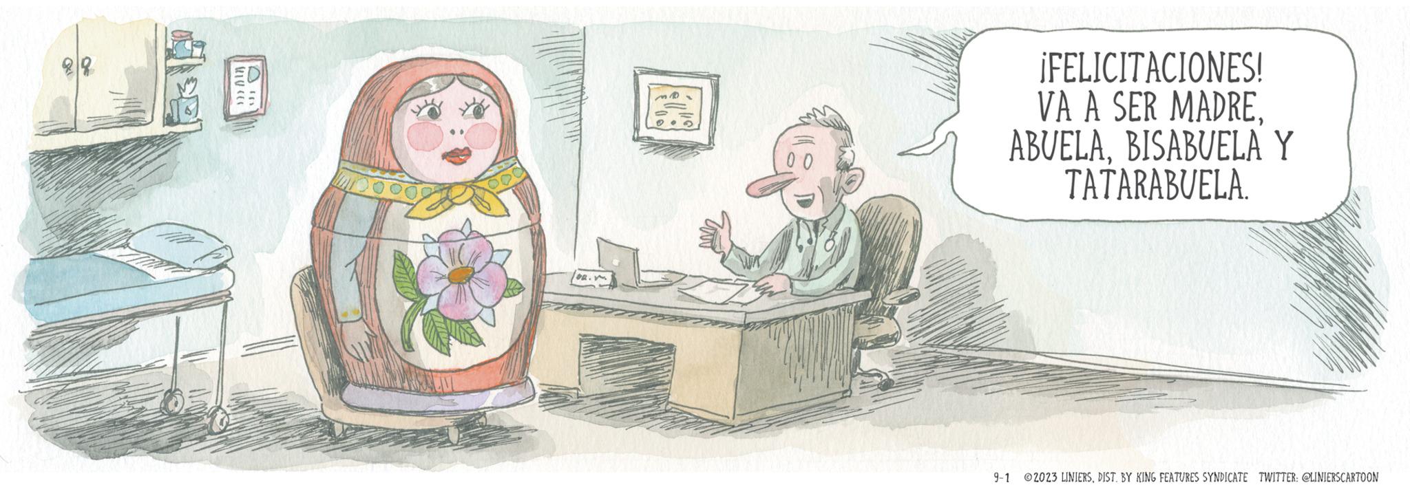 Fiction OCR: 2 in 135 018) 102.m 0.3 ¡FELICITACIONES! VA A SER MADREBISABUELA Y TATARABUELA. 9-1 2023 LINIERSDIST. BY KING FEATURES SYNDICATE TWITTER: @LINIERSCARTOON 2 in 135 018 ) 102.m 0.3 ¡ FELICITACIONES ! VA A SER MADREBISABUELA Y TATARABUELA . 9-1 2023 LINIERSDIST . BY KING FEATURES SYNDICATE TWITTER : @LINIERSCARTOON