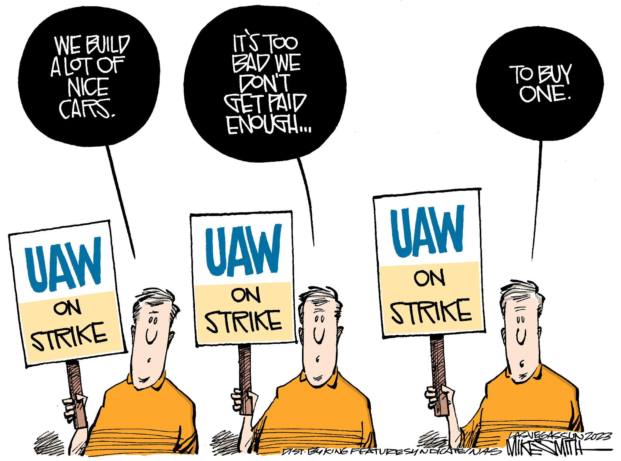 Gesture OCR: WE BUILD ALOT OF NICE CARS. UAW ON STRIKE IT'S TOO BAD WE DON'T GET PAID ENOUGH... UAW ON STRIKE C:))l UAW ON STRIKE ·DIST. BUKING FEATURESYNDICATE NAE TO BUY ONE. LAS VEGASSUNZ023 MIKE MITH WE BUILD ALOT OF NICE CARS . UAW ON STRIKE IT'S TOO BAD WE DON'T GET PAID ENOUGH ... UAW ON STRIKE C :) ) l UAW ON STRIKE · DIST . BUKING FEATURESYNDICATE NAE TO BUY ONE . LAS VEGASSUNZ023 MIKE MITH