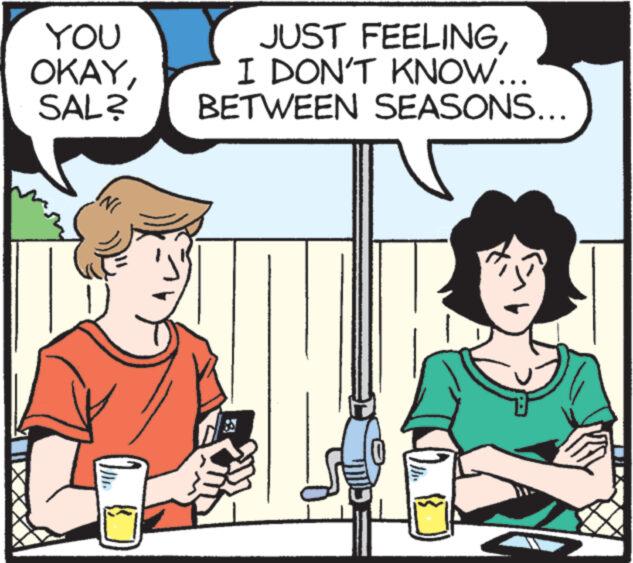 Line OCR: YOU OKAYSAL? INC JUST FEELINGI DON'T KNOW... BETWEEN SEASONS... YOU OKAYSAL ? INC JUST FEELINGI DON'T KNOW ... BETWEEN SEASONS ...