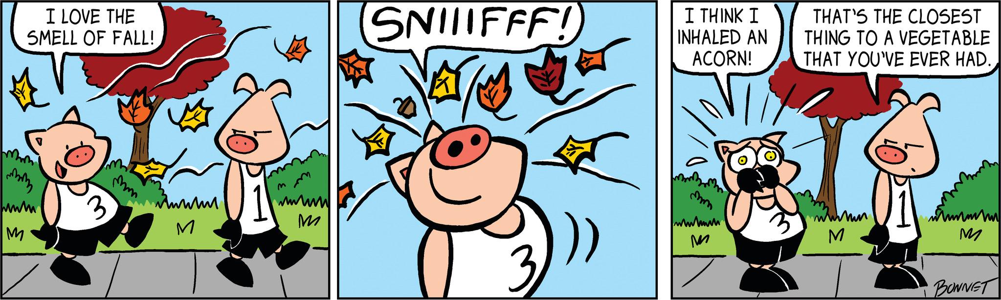 Adaptation OCR: I LOVE THE SMELL OF FALL! # www M m mm wwwwww M m wwwww M (SNIIIFFF! NAK I THINK I INHALED AN ACORN! mm www.m ?? THAT'S THE CLOSEST THING TO A VEGETABLE THAT YOU'VE EVER HAD. mun M ? immmm M BONNET I LOVE THE SMELL OF FALL ! # www M m mm wwwwww M m wwwww M ( SNIIIFFF ! NAK I THINK I INHALED AN ACORN ! mm www.m ?? THAT'S THE CLOSEST THING TO A VEGETABLE THAT YOU'VE EVER HAD . mun M ? immmm M BONNET