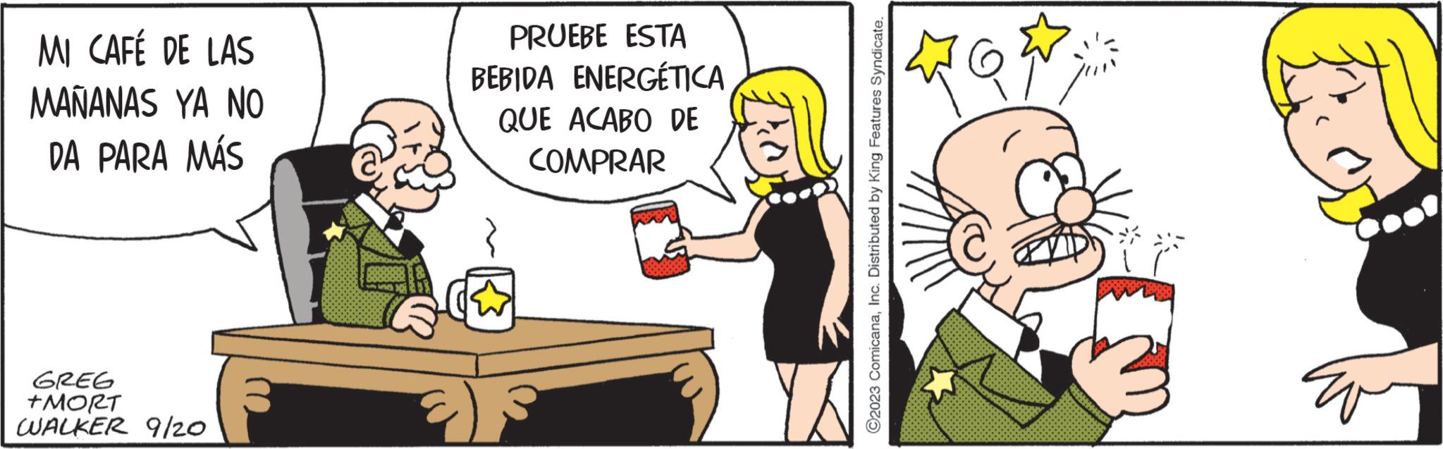Mode of transport OCR: MI CAFÉ DE LAS MAÑANAS YA NO DA PARA MÁS GREG +MORT WALKER 9/20 PRUEBE ESTA BEBIDA ENERGÉTICA QUE ACABO DE COMPRAR C2023 ComicanaInc. Distributed by King Features Syndicate. Q MI CAFÉ DE LAS MAÑANAS YA NO DA PARA MÁS GREG + MORT WALKER 9/20 PRUEBE ESTA BEBIDA ENERGÉTICA QUE ACABO DE COMPRAR C2023 ComicanaInc. Distributed by King Features Syndicate . Q