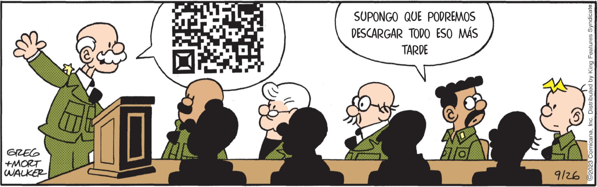 Social group OCR: RELAT GREG +MORT WALKER 0 SUPONGO QUE PODREMOS DESCARGAR TODO ESO MÁS TARDE 9216 ?2023 ComicanaInc. Distributed by King Features Syndicate RELAT GREG + MORT WALKER 0 SUPONGO QUE PODREMOS DESCARGAR TODO ESO MÁS TARDE 9216 ?2023 ComicanaInc. Distributed by King Features Syndicate