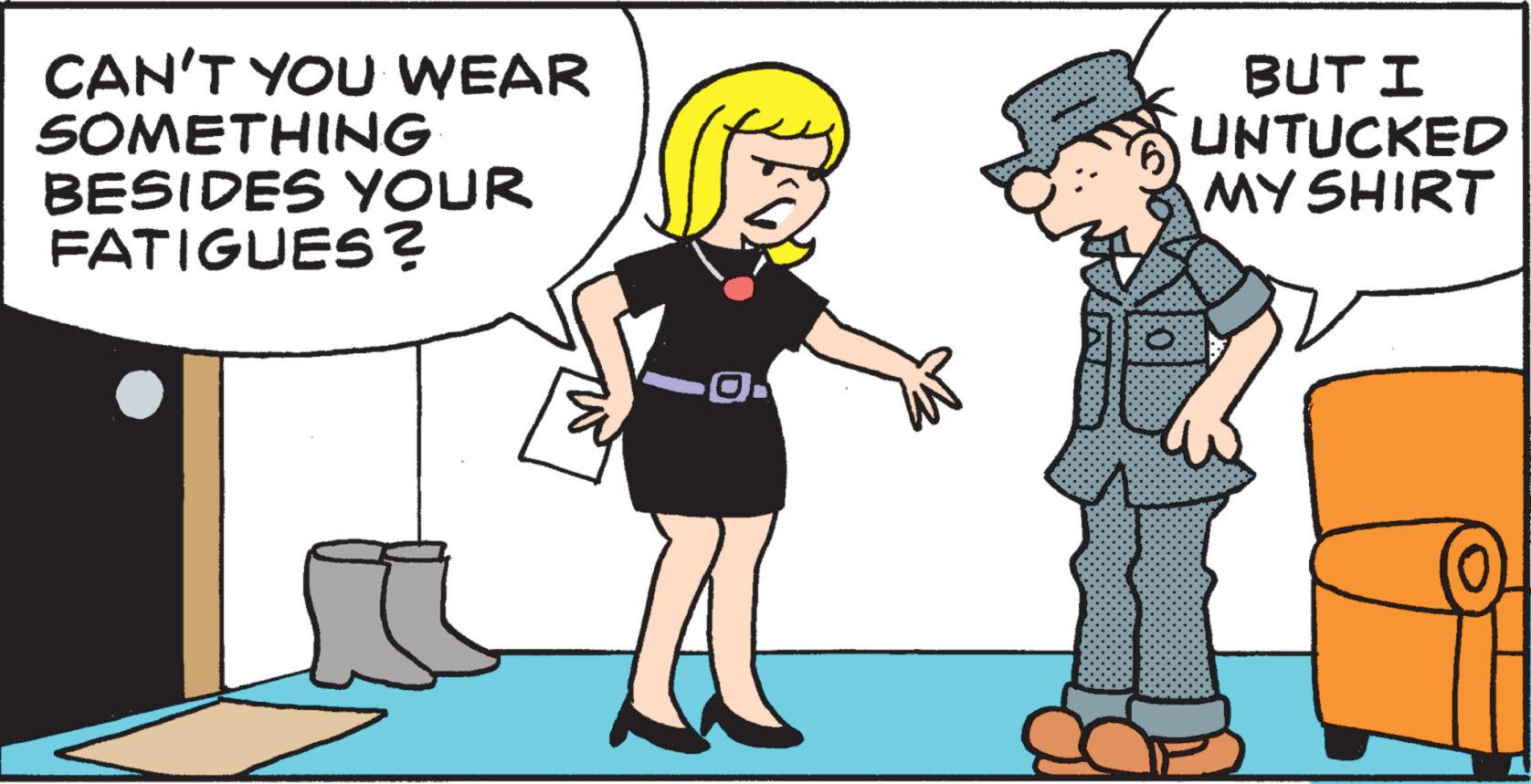 Interaction OCR: CAN'T YOU WEAR SOMETHING BESIDES YOUR FATIGUES? O. FASE PRESA BUT I UNTUCKED MY SHIRT CAN'T YOU WEAR SOMETHING BESIDES YOUR FATIGUES ? O. FASE PRESA BUT I UNTUCKED MY SHIRT